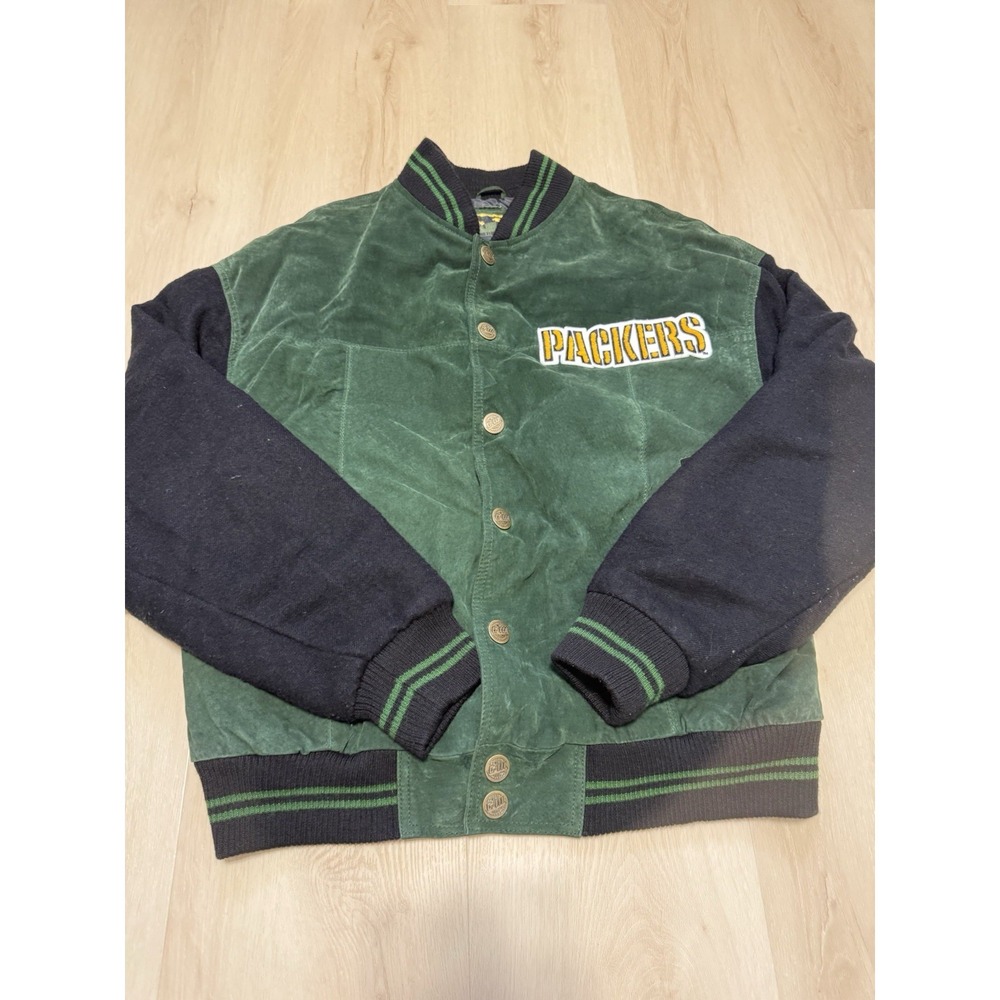 Green Bay Packers NFL Men's Large Logo Graphic Patched Bomber Long Sleeve Green